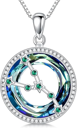 Zodiac Necklace for Women 925 Sterling Silver Constellation Necklace Astrology Pendant Horoscope Necklace Simulated Crystal Zodiac Jewelry Gifts for Christmas Birthdays - Taurus Products for men