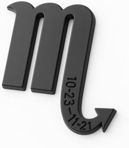 Scorpio Zodiac Sign Sticker Emblem – Astrology & Horoscope 3D Black Badge Decal for October 23-November 21 Birthdays – (3" x 3") - Durable, Weather-Resistant for All Flat Surfaces - Scorpio Sticker for men