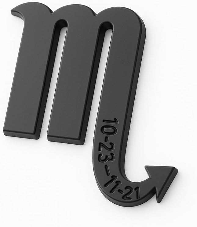 Scorpio Zodiac Sign Sticker Emblem – Astrology & Horoscope 3D Black Badge Decal for October 23-November 21 Birthdays – (3" x 3") - Durable, Weather-Resistant for All Flat Surfaces - Scorpio Sticker for men