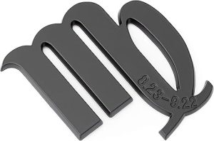 Virgo 3D Car Emblem (2.5" x 3") – Black Custom Car Stickers for August 23rd-September 22nd Birthdays – Durable, Weather-Resistant ABS Decals for Cars & Flat Surfaces - Virgo Car Floor Mat for men