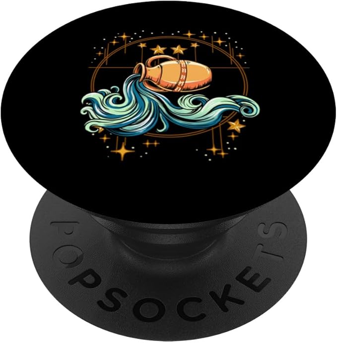 Aquarius Zodiac Sign PopSockets Adhesive PopGrip - Aquarius Phone Case for men