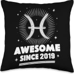 Pisces Astrological Sign Zodiac Birthday Awesome Since 2019 Throw Pillow - Pisces Pillow for men