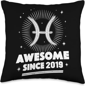 Pisces Astrological Sign Zodiac Birthday Awesome Since 2019 Throw Pillow - Pisces Pillow for men