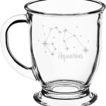 16oz Glass Coffee Mug Tea Glass Gift Star Zodiac Horoscope Sign (Aquarius) - Aquarius Mug for men
