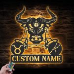 Custom Taurus Zodiac Symbol Constellation Metal Sign with LED Lights, Personalized Taurus Metal Sign, Custom Taurus Name Sign, Taurus Neon Metal Wall Décor Sign SEA17-TKGMT80.11 - Taurus Products for men