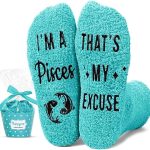 HAPPYPOP Zodiac Astrology Constellation Gifts - Fuzzy Space Galaxy Socks Birthday Horoscope Gifts - Pisces for men