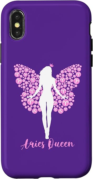 iPhone X/XS Aries Queen Zodiac Sign Symbol Butterfly Girl Women Case - Aries Phone Case for men