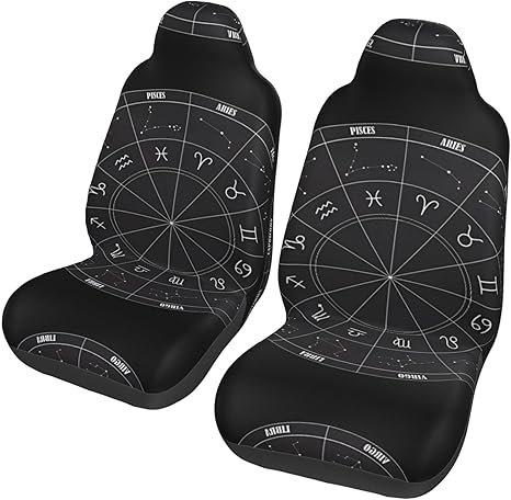 Zodiac Constellation Space Universal Front Car Seat Covers - Protector Fits Car, SUV, Sedan, Truck - Removable, Breathable Interior - Aquarius Car Seat Cover for men