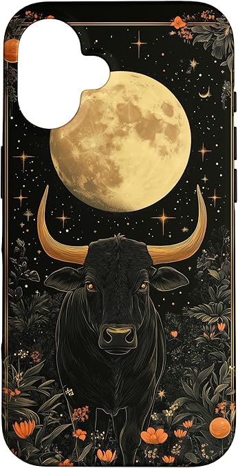 Taurus Zodiac Sign Art Deco Celestial Astrology Moon Bull Case for iPhone 16 - Taurus Phone Case for men