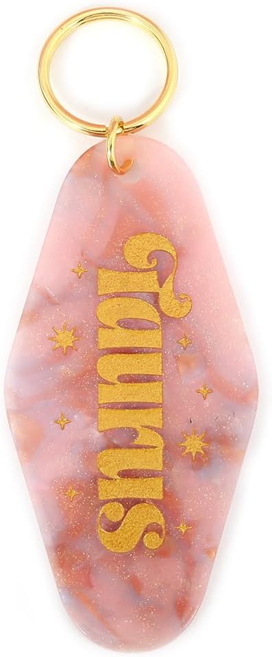 Astrological Leo Zodiac Sign Acrylic Keychain with Gold Stars - Taurus for men