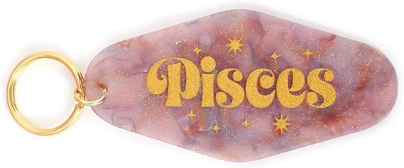 Astrological Leo Zodiac Sign Acrylic Keychain with Gold Stars - Pisces Car Accessories for men