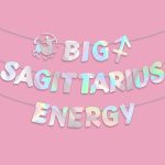 Big Sagittarius Energy Banner, Iridescent Foil Banner for Sagittarius Season Nov/Dec Birthday Party Decor, Astrology Party Supplies - Sagittarius Home Decor for men