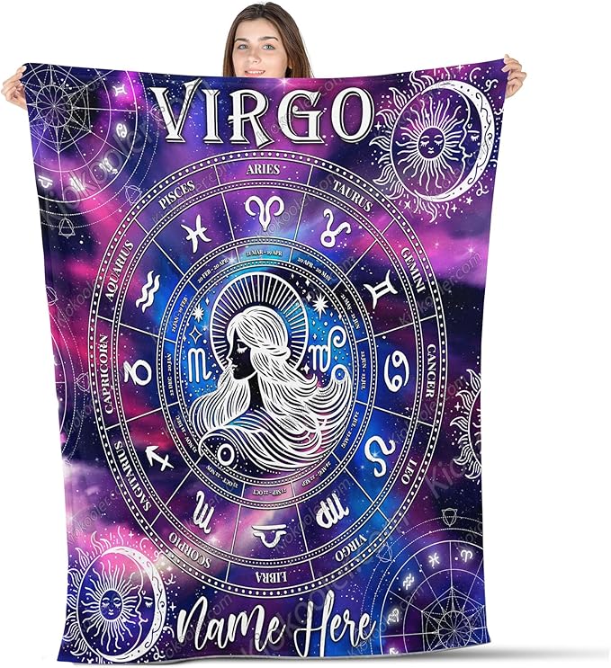 Virgo Personalized Zodiac Throws Blanket Comfort Warmth Soft Cozy Blanket Fleece Blanket Couch Blanket, Zodiac Blanket, Blanket for Gifts, Zodiac Gift - Virgo Blanket for men