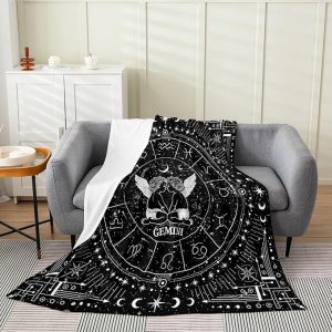 Feelyou Gemini Blanket Throw 50"x60" Astrology Plush Throw Blanket, for Sofa Couch Kids Boys Girls Decor Twelve Constellations Flannel Fleece Blanket Zodiac Psychedelic Bedroom - Gemini Blanket for men