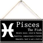 Decorative Wood Sign Home Decor,Pisces The Fish - Beautiful Spiritual Gift Astrology Sign of The Zodiac Plaque 6 inch by 12 inch Hanging Sign,Wall Art - Pisces Home Decor for men