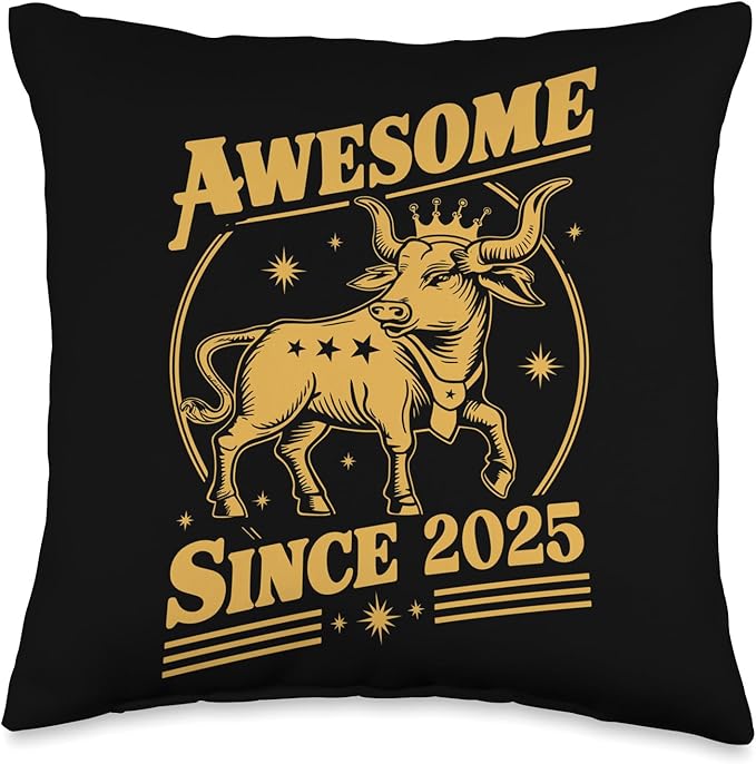 Awesome Taurus Astrological Sign Birthday Since 2025 Taurus Throw Pillow - Taurus Pillow for men