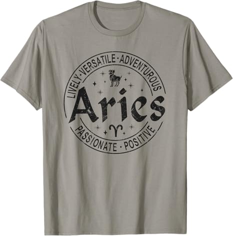 Aries Virtues Vintage Style Zodiac Design, Aries T-Shirt - Aries T-Shirt for men