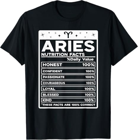 Aries Nutritional Style Zodiac Design, Aries T-Shirt - Aries T-Shirt for men