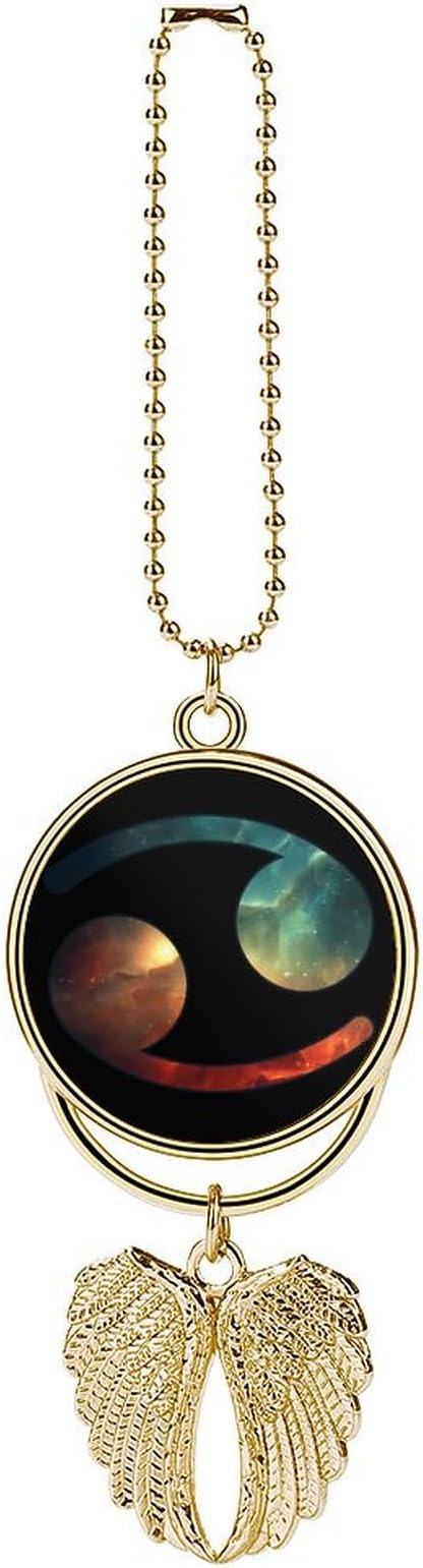 Cancer Zodiac 4 Car Rear View Mirror Accessories,Patriotic Theme Pattern Flags Car Hanging Ornaments Decor Accessories for Women Men - Cancer Car Accessories for men