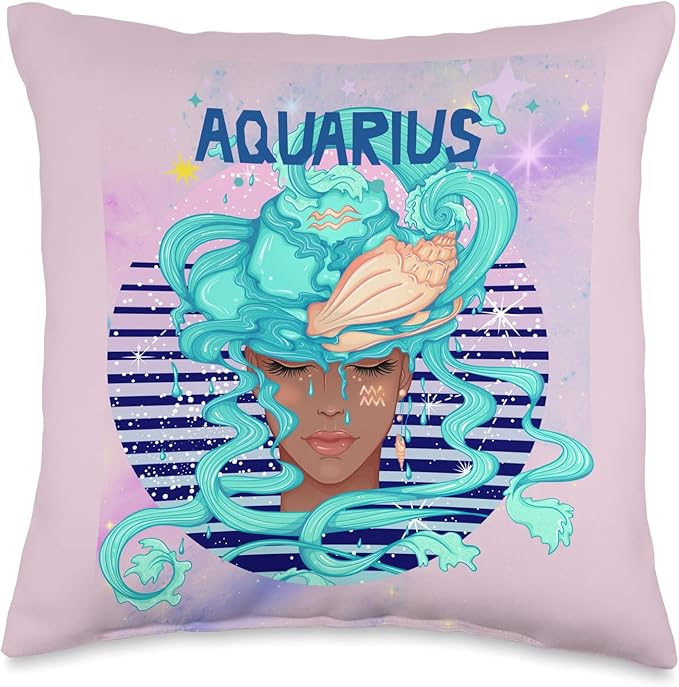 Aquarius Astrology Sign Throw Pillow - Aquarius Pillow for men