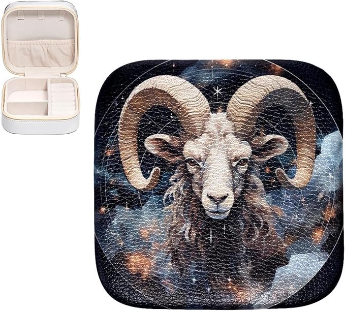 Dragon Sword PVC Leather Jewelry Organizer Box Small Jewelry Boxes Travel Jewelry Case,Portable Jewelry Storage for Rings Earrings Travel Essentials Accessories for Women Girls Sign of Aries - Aries Ring for men