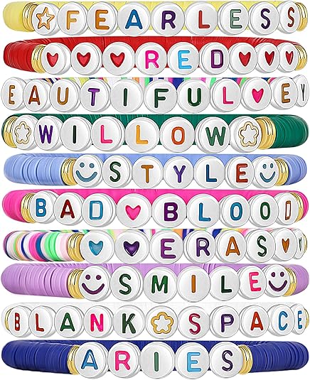 Friendship Bracelets Set, 10pcs Stretch Stackable Charm Bracelet String Gift Ideas, 12 Zodiac Bracelet Elastic Bracelets Songs Album Jewelry Gifts Concert Accessories - Aries Bracelet for men