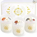 Zodiac Birthday Gifts for Women, Lavender Scented Candles for Women, Soy Candles with Healing Crystals Healing Stones, Spiritual Astrology Gifts Basket (Earth-Taurus, Virgo, Capricorn) - Taurus for men
