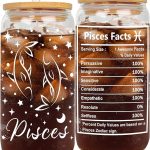 Pisces Gifts - Birthday Gifts for Women - 16oz Pisces Glass Tumbler for Friend - Astrology Coffee Cup for Coworker - Zodiac Constellation Gifts for Employee Boss Lady - Pisces for men