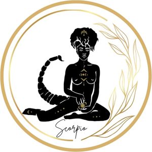 Scorpio Gold Leaf Zodiac Girl 3 Inch Premium Astrology Sticker Waterproof, Dishwasher Safe, Fade & Tear Resistant Vinyl for Car, Phone, Water Bottle - Scorpio Sticker for men