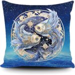 Pisces Horoscope Throw Pillow Cover Star Sign Constellation Astrology Symbol Zodiac Blue Galaxy Sky Canvas Pillow Case for Couch Sofa Home Decoration 18x18 Inch Print Double Side - Pisces Pillow for men