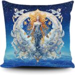 Aquarius Horoscope Throw Pillow Cover Star Sign Constellation Astrology Symbol Zodiac Blue Galaxy Sky Canvas Pillow Case for Couch Sofa Home Decoration 18x18 Inch Print Double Side - Aquarius Pillow for men