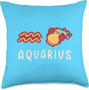 Aquarius Zodiac Sign Cute Astrology Throw Pillow - Aquarius Pillow for men