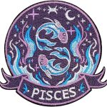 Constellation Pisces Patch – 3.35 inches, Cool Colorful Pisces Iron On Patch – Embroidered Zodiac Iron On Patches for Backpacks - Pisces for men