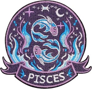 Constellation Pisces Patch – 3.35 inches, Cool Colorful Pisces Iron On Patch – Embroidered Zodiac Iron On Patches for Backpacks - Pisces for men