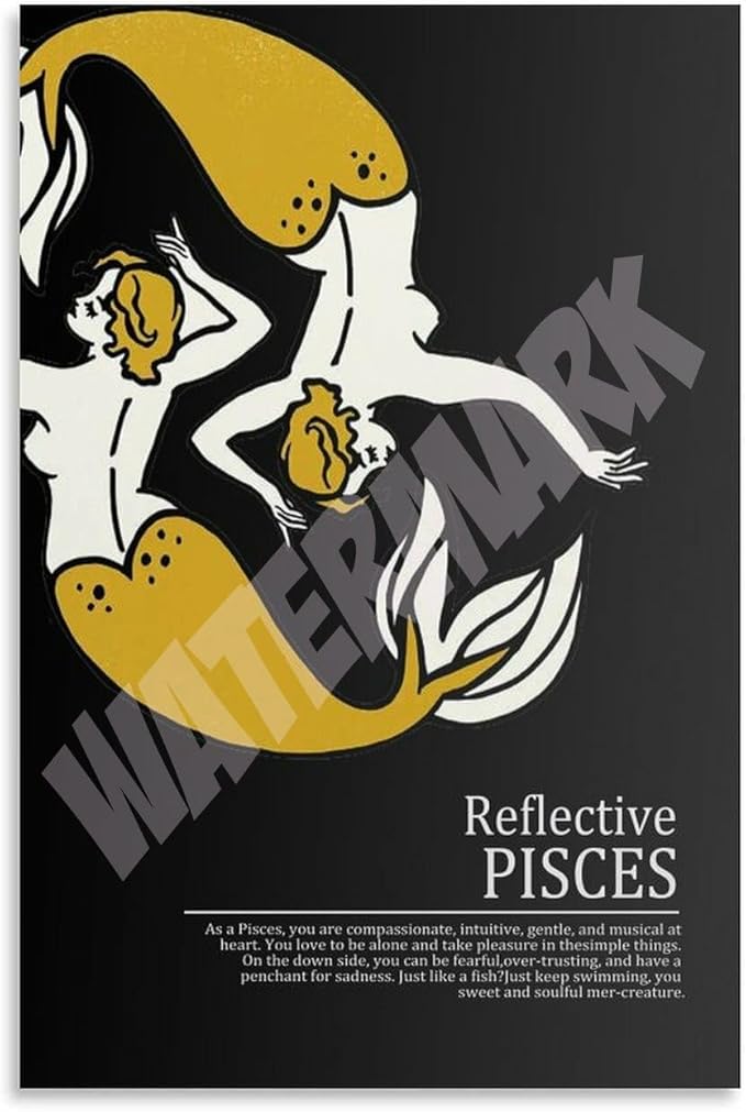 Zodiac Poster Pisces Meaning Spiritual Healing Posters Canvas Painting Wall Art Poster for Bedroom Living Room Decor 24x36inch(60x90cm) Unframe-style - Pisces Canvas for men