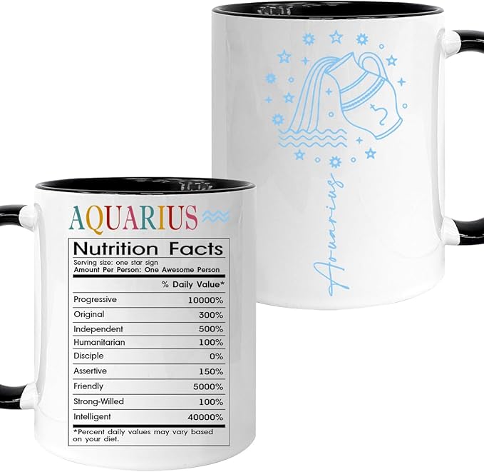 Aquarius Gifts For Women, Zodiac Gifts For Women, Aquarius Cup, Aquarius Mug, 11 Oz Coffee Mug with Aquarius Signs, Astrology Gifts For Women Friends, Birthday Zodiac Gifts, Horoscope Spiritual Gifts - Aquarius Mug for men