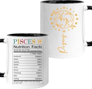 Pisces Gifts For Women, Zodiac Gifts For Women, Pisces Cup, Pisces Mug, 11 Oz Coffee Mug with Pisces Signs, Astrology Gifts For Women Friend Bestie, Birthday Zodiac Gifts, Horoscope Spiritual Gifts - Pisces for men