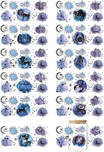 12 Sheets UV DTF Cup Wrap Transfer Stickers, Star Sign Rub on Decals Scorpio Leo Virgo UV DTF Cup Wraps Zodiac Sign Waterproof Personalized Stickers for Bottles Drink Jam Container - Scorpio Sticker for men