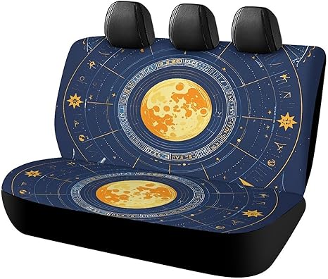 Moon Phase Sun Zodiac Mystic Astrology Car Seat Cover Universal Rear Seat Protector Waterproof Automotive Seat Covers for Most Car Personalized Full Set Rear Bench Covers 47x23x30 Inches - Aquarius Car Seat Cover for men