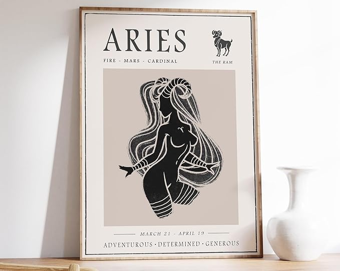 Star Sign Poster Aries Star Sign Print Birthday Gift Zodiac Astrology Poster Star Sign Art Print Boho Decor Bedroom Art A1a2a3a4 - Aries Poster for men