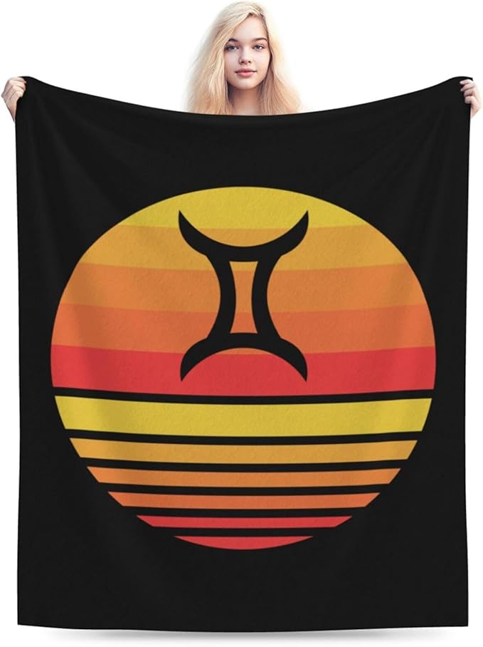 Zodiac Sign Gemini Symbol Throw Blanket for Couch Bed Sofa Blankets Warm Soft Cozy Flannel Blanket 50"x40" - Gemini Blanket for men