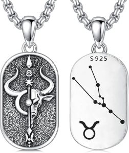 SIMONLY Zodiac Necklace 925 Sterling Silver Constellation Necklace Zodiac Sign Necklaces Horoscope Jewelry Christmas Birthday Astrology Gifts for Women Men Unisex - Taurus Products for men