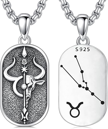 SIMONLY Zodiac Necklace 925 Sterling Silver Constellation Necklace Zodiac Sign Necklaces Horoscope Jewelry Christmas Birthday Astrology Gifts for Women Men Unisex - Taurus Products for men