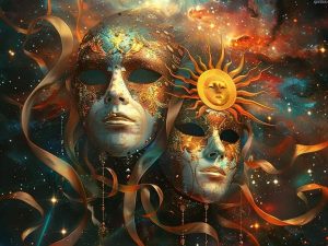 KAYEIUU Zodiac Sign of Gemini with Masks DIY 5D Diamond Paint Kits for Adults Easy for Beginner Round Full Drill Diamond Art Painting Gems Cross Stitch Mosaic Craft for Home Decor 12x16 inch - Gemini Canvas for men