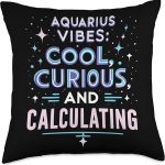 Aquarius Zodiac Sign Star Astrology Birthday Horoscope Throw Pillow - Aquarius Pillow for men