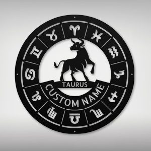 Custom Taurus Zodiac Metal Sign - Personalized Astrology Wall Art, Taurus Decor for Home, Bedroom or Office, Custom Metal Sign with Taurus Symbol, Gift for Taurus Fans and Astrology Lovers - Taurus Products for men