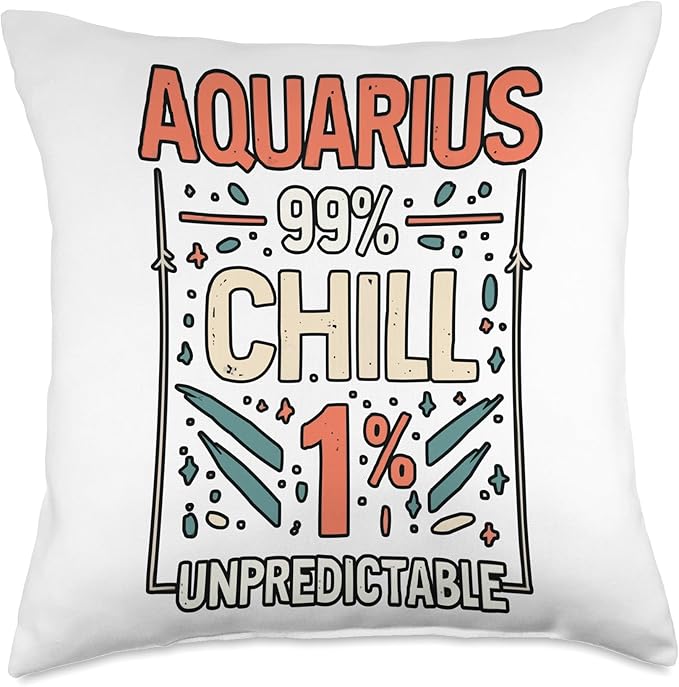 Aquarius Zodiac Sign Star Astrology Birthday Horoscope Throw Pillow - Aquarius Pillow for men