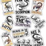 10pcs Scorpion Sticker Sheet, Cute Vinyl Decals for Scorpion Lovers, Nature Fans, Waterproof, UV-Resistant, for Laptop, Water Bottle, Notebook, Journal, Phone Case, Scrapbook - Scorpio Sticker for men