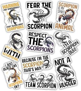 10pcs Scorpion Sticker Sheet, Cute Vinyl Decals for Scorpion Lovers, Nature Fans, Waterproof, UV-Resistant, for Laptop, Water Bottle, Notebook, Journal, Phone Case, Scrapbook - Scorpio Sticker for men