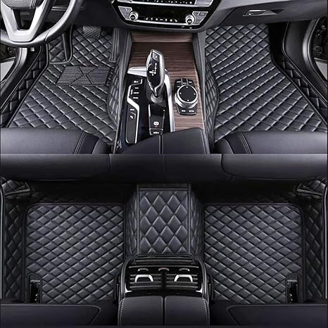 Personalized Floor Mats for Cars, Full Coverage Luxury Mats, Anti-Slip Set, Custom Fit for 99% of Sedan, Trucks, SUVs (Black) - Aries Car Floor Mat for men